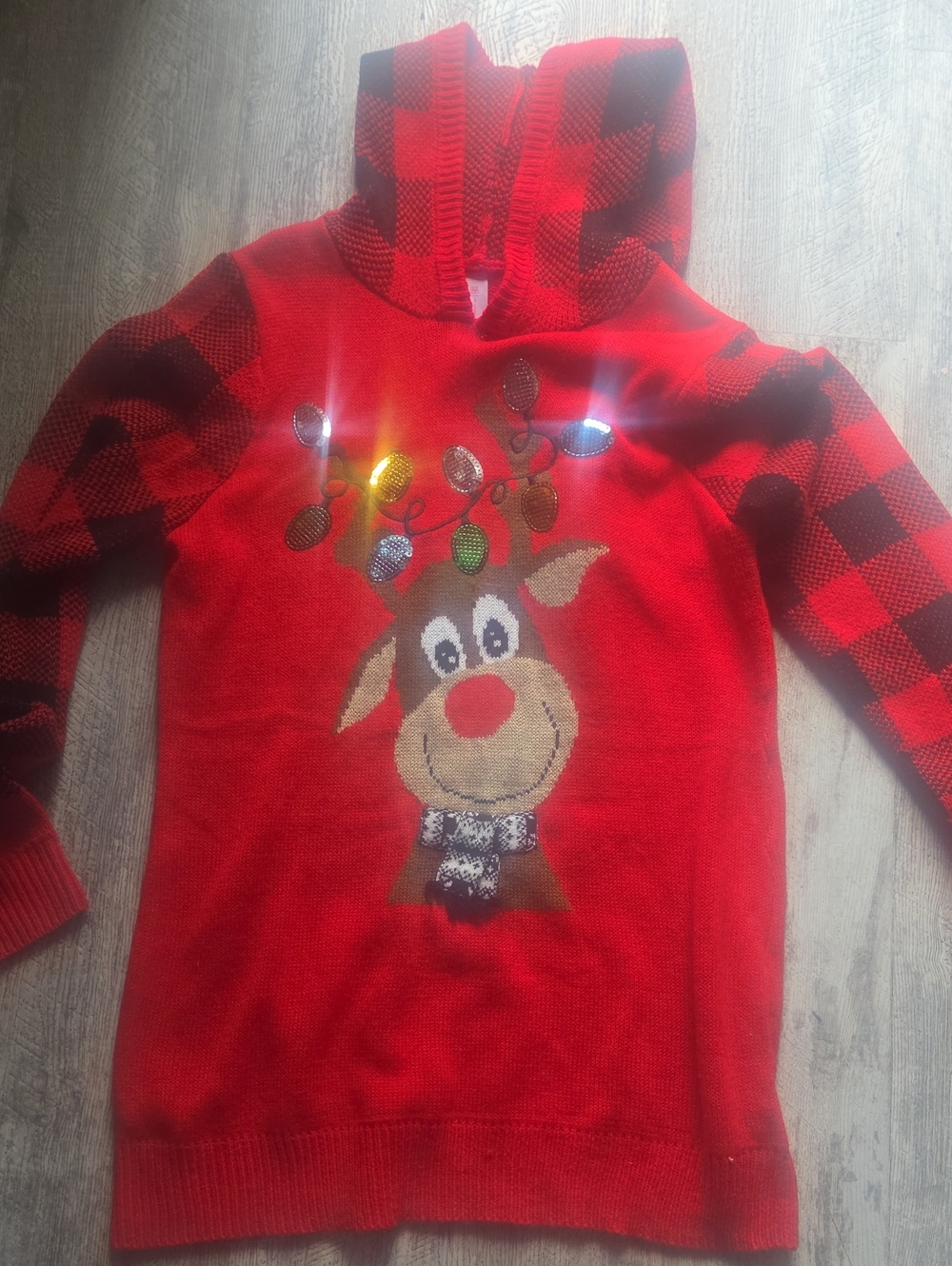Women’s Red Holiday Reindeer Hooded Sweater